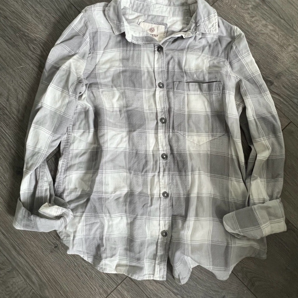 SO Gray and White Perfectly Soft Flannel Shirt XS
